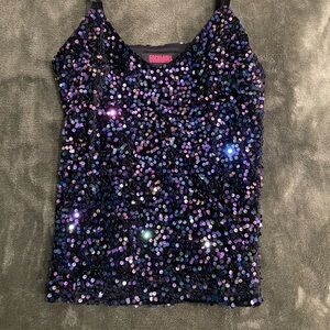 Rock & Roll Denim Black and Purple Sequin Camisole